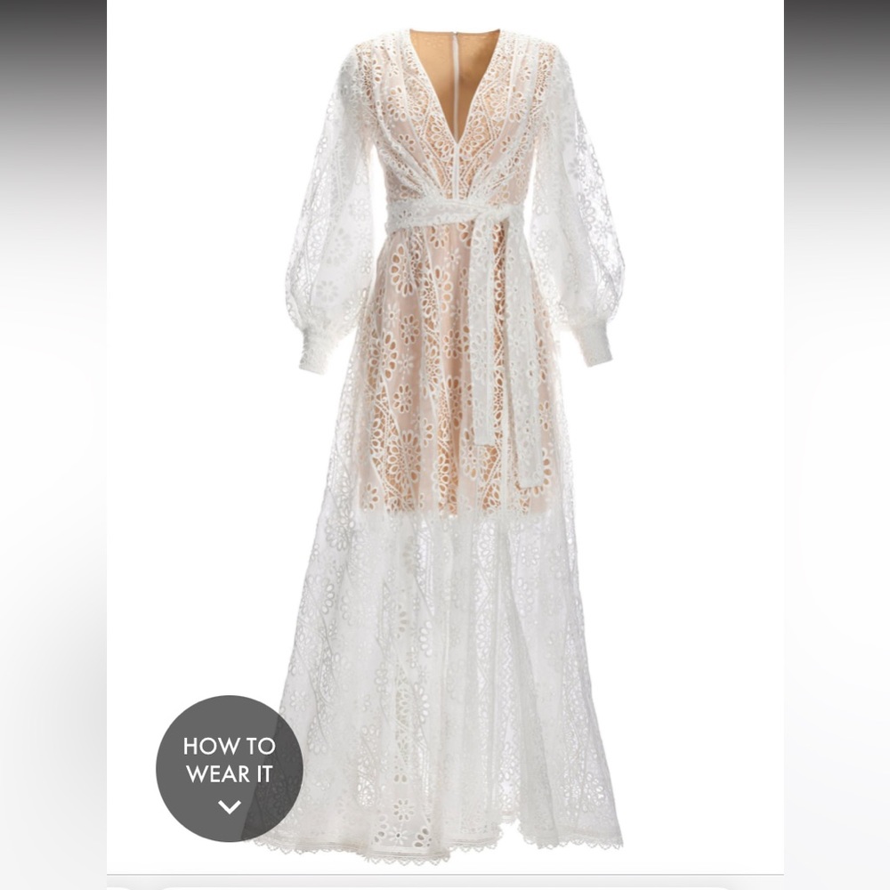 *NWT Lace Balloon Sleeve Slit Maxi Dress